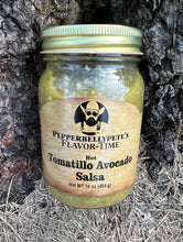 Load image into Gallery viewer, Pepper Belly Pete Tomatillo Avocado Hot Salsa
