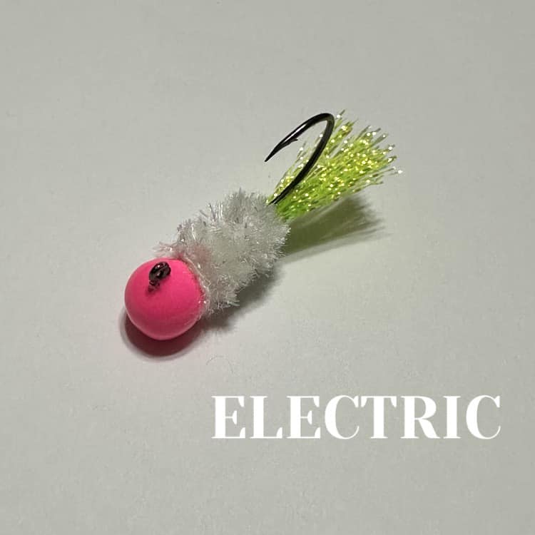 Hand Tied Crappie Jigs Electric Chicken pink and Chartreuse Quantity 3 Jigs  Multiple Weights 